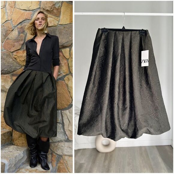 ZARA ZW COLLECTION VOLUMINOUS JACQUARD SKIRT - Picture 1 of 8